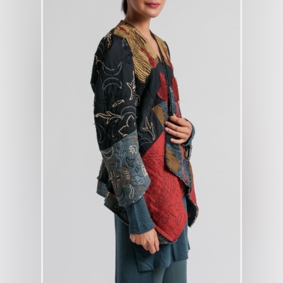 Urban Zen Patchwork Artisan Jacket M Linen Cotton Silk Hand Stitched Made In USA - Picture 3 of 10